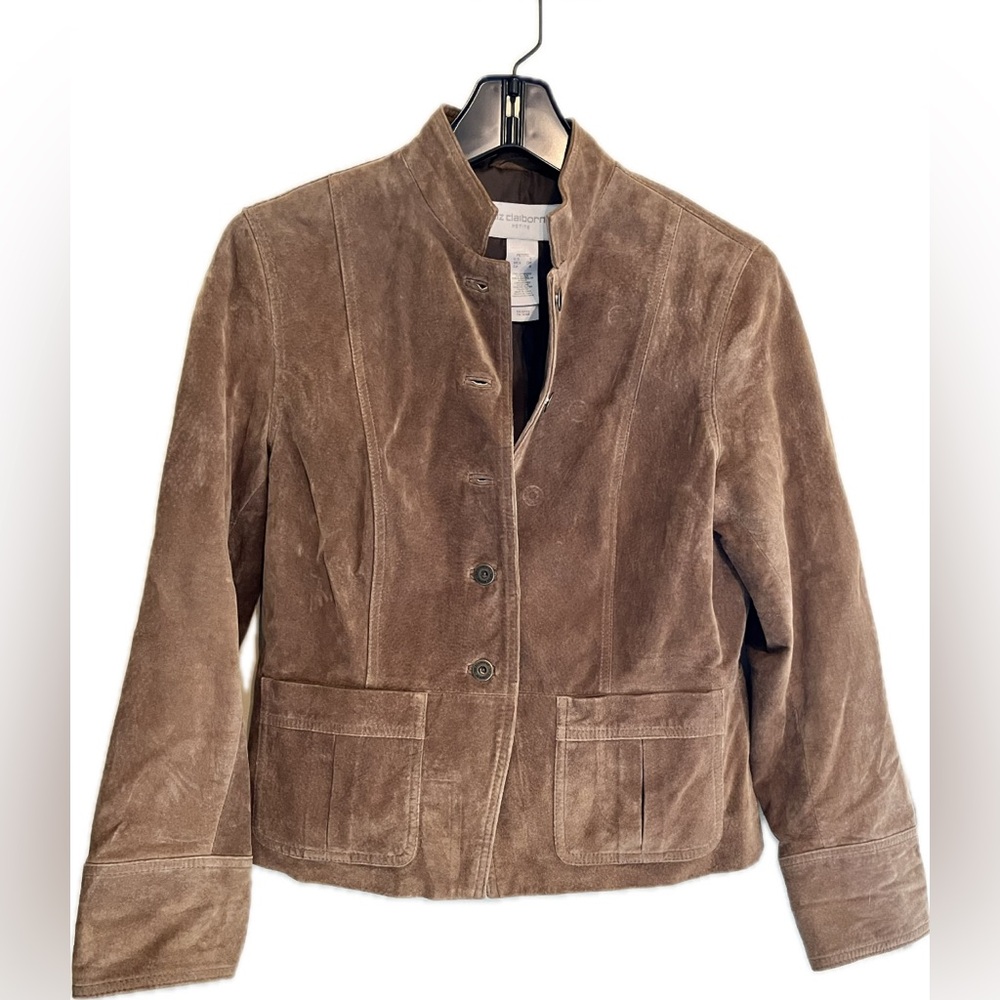 Liz Claiborne Suede Jacket – Light brown, size petite/small.